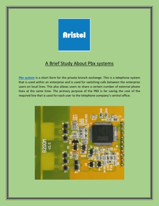 A Brief Study About Pbx systems