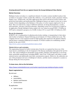 Europe Bulletproof Glass Market size was around USD 1.35 billion in 2020.