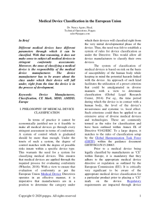 Medical Device Classification in the European Union – Pepgra.com