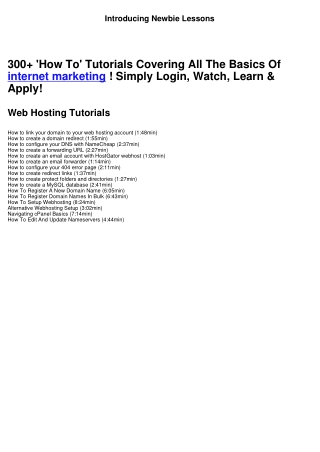 Introducing Newbie Lessons