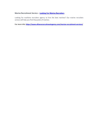 Marine Recruitment Service – Looking For Marine Recruiters