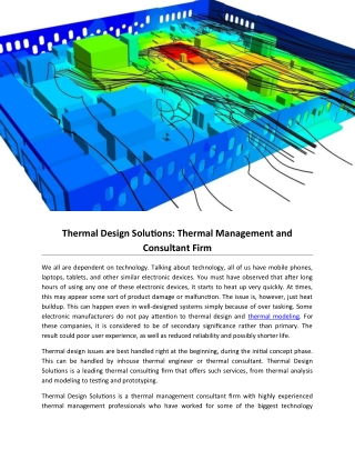 Thermal Design Solutions: Thermal Management and Consultant Firm