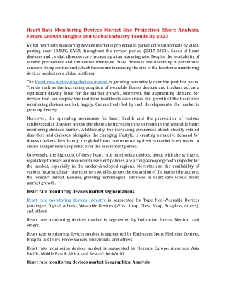 Heart Rate Monitoring Devices Market Size Projection, Share Analysis, Future Growth Insights and Global Industry Trends