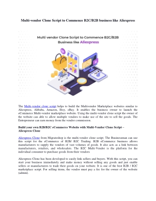 Mulit Vendor Clone Script to Start eCommerce Business