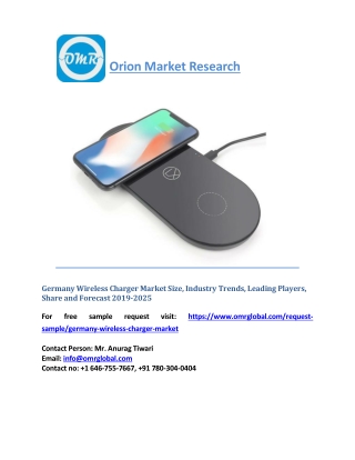 Germany Wireless Charger Market, Industry Analysis, Trends, Growth, Size, Share and Forecast 2019 to 2025