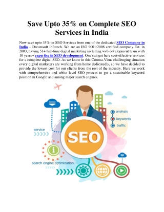 Save Upto 35% on Complete SEO Services in India