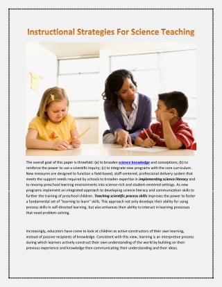 Instructional Strategies For Science Teaching