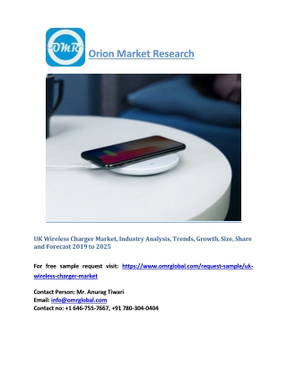 UK Wireless Charger Market, Industry Share, Trends, Growth, Future Prospectus, Forecast 2019 to 2025