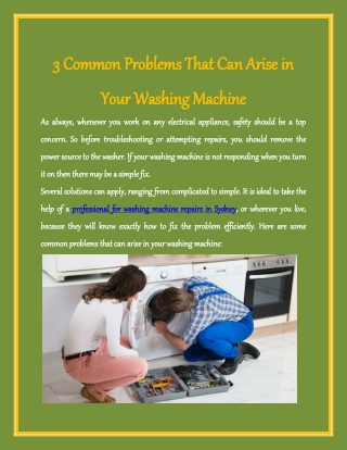 3 Common Problems That Can Arise in Your Washing Machine