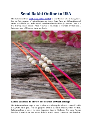 Send Rakhi Online to USA