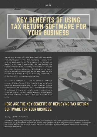 ACCU: Key Benefits Of Using Tax Return Software For Your Business