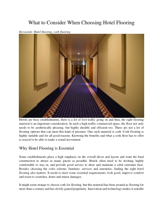 What to Consider When Choosing Hotel Flooring