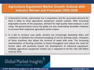 Agriculture Equipment Market Update, Analysis, Forecast, 2020– 2026