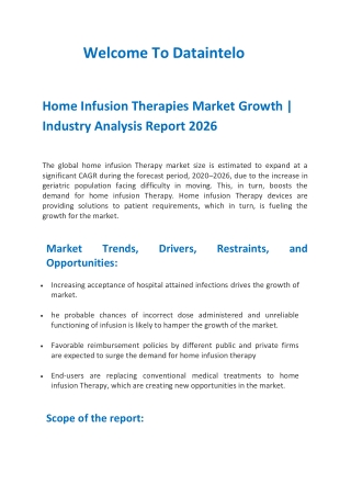 Home Infusion Therapies Market Growth | Industry Analysis Report 2026