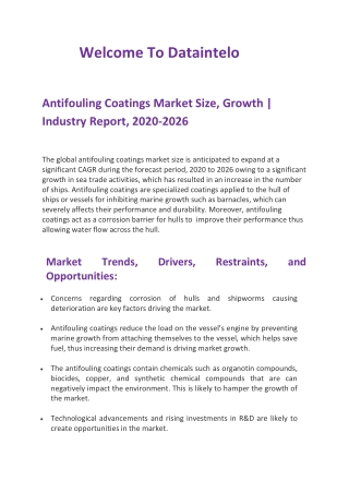 Antifouling Coatings Market Size, Growth | Industry Report, 2020-2026