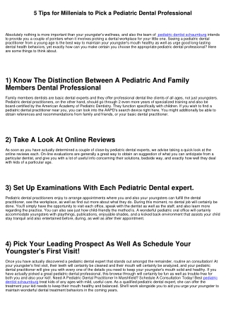 Five Tips for Millenials to Pick a Pediatric Dental Practitioner