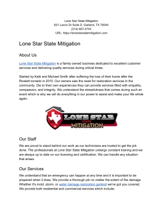 Lone Star State Mitigation