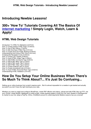 HTML Web Design Tutorials - Introducing Newbie Lessons!