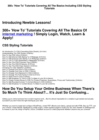 300  'How To' Tutorials Covering All The Basics Including CSS Styling Tutorials