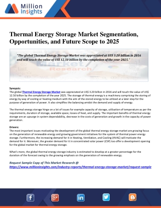 Thermal Energy Storage Market Segmentation, Opportunities, and Future Scope to 2025