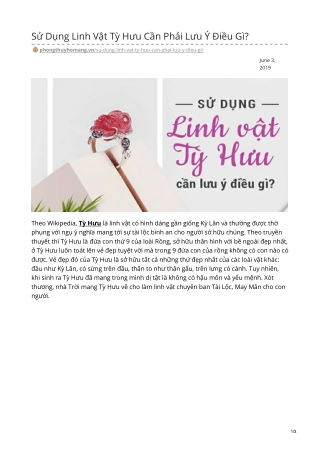 Sử Dụng Linh Vật Tỳ Hưu Cần Phải Lưu Ý Điều Gì?