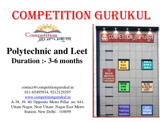Competition Gurukul Provides the best Coaching for the Polytechnic & Leet Entrance Exam