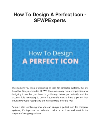 How To Design A Perfect Icon - SFWPExperts