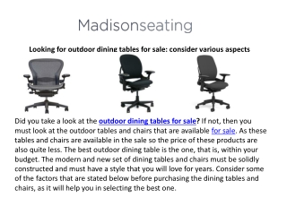 Looking for outdoor dining tables for sale: consider various aspects
