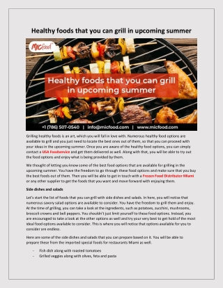 Healthy foods that you can grill in upcoming summer