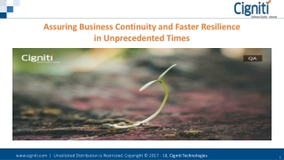 Assuring Business Continuity and Faster Resilience in Unprecedented Times
