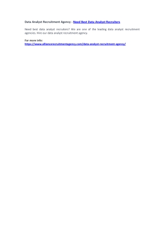 Data Analyst Recruitment Agency - Need Best Data Analyst Recruiters