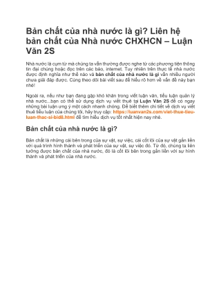 Bản chất của nhà nước là gì? Liên hệ bản chất của Nhà nước CHXHCN Việt Nam - Luận Văn 2S