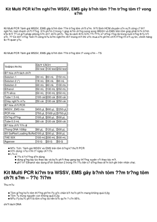 Kit Multi PCR kiểm tra WSSV, EMS gây bệnh tôm đốm trắng tôm tử vong sớm
