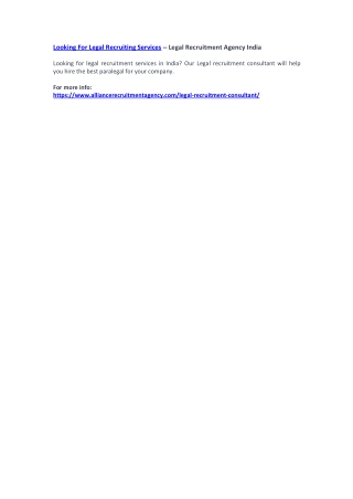 Looking For Legal Recruiting Services – Legal Recruitment Agency India