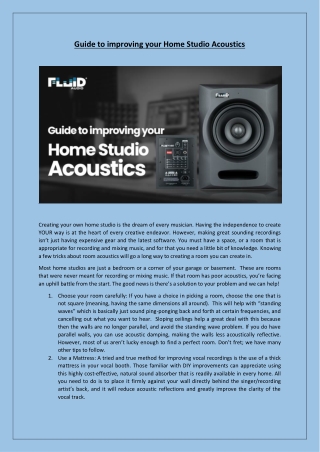 Guide To Improve Your Home Studio Acoustics