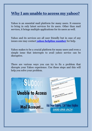 Why I am unable to access my yahoo