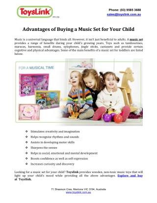 Advantages of Buying a Music Set for Your Child