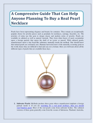 A Compressive Guide That Can Help Anyone Planning To Buy a Real Pearl Necklace