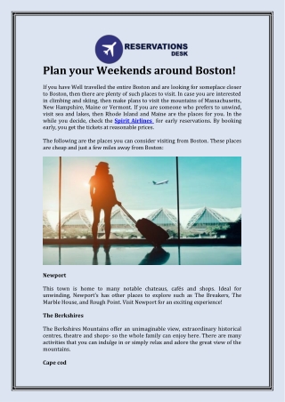 Plan your Weekends around Boston