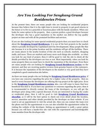 Are You Looking For Sengkang Grand Residencies Prices