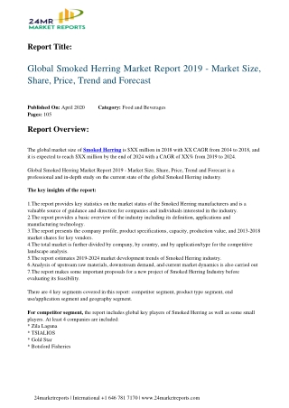 Smoked Herring Market Report 2019