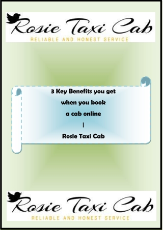 3 Key Benefits you get when you book a cab online | Rosie Taxi Cab