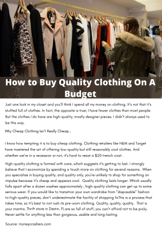 How to Buy Quality Clothing On A Budget