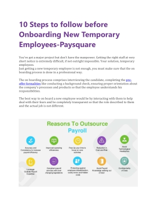 10 Steps to follow before Onboarding New Temporary Employees-Paysquare