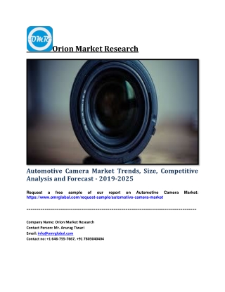Automotive Camera Market Trends, Size, Competitive Analysis and Forecast - 2019-2025