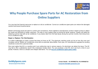 Why People Purchase Spare Parts for AC Restoration from Online Suppliers