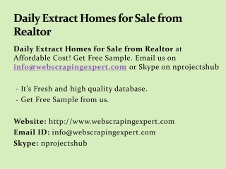 Daily Extract Homes for Sale from Realtor