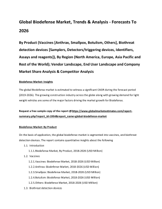 Global Biodefense Market Size, Trends & Analysis - Forecasts to 2026
