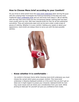 How to Choose Mens brief according to your Comfort?