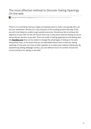 method to Discover Dating